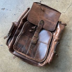 Leather Messenger Backpack